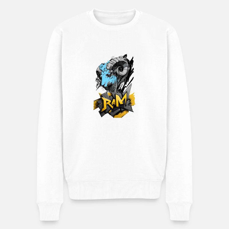 Widder, Widder-Zeichen - Männer Premium Bio Pullover - Weiß