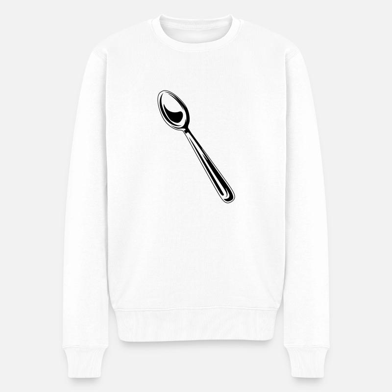 besteck symbol löffel - Männer Premium Bio Pullover - Weiß