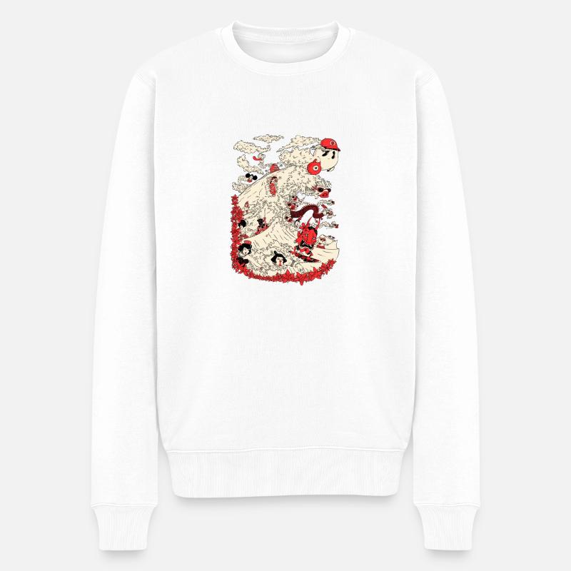 Kanagawa Surfen - Männer Premium Bio Pullover - Weiß