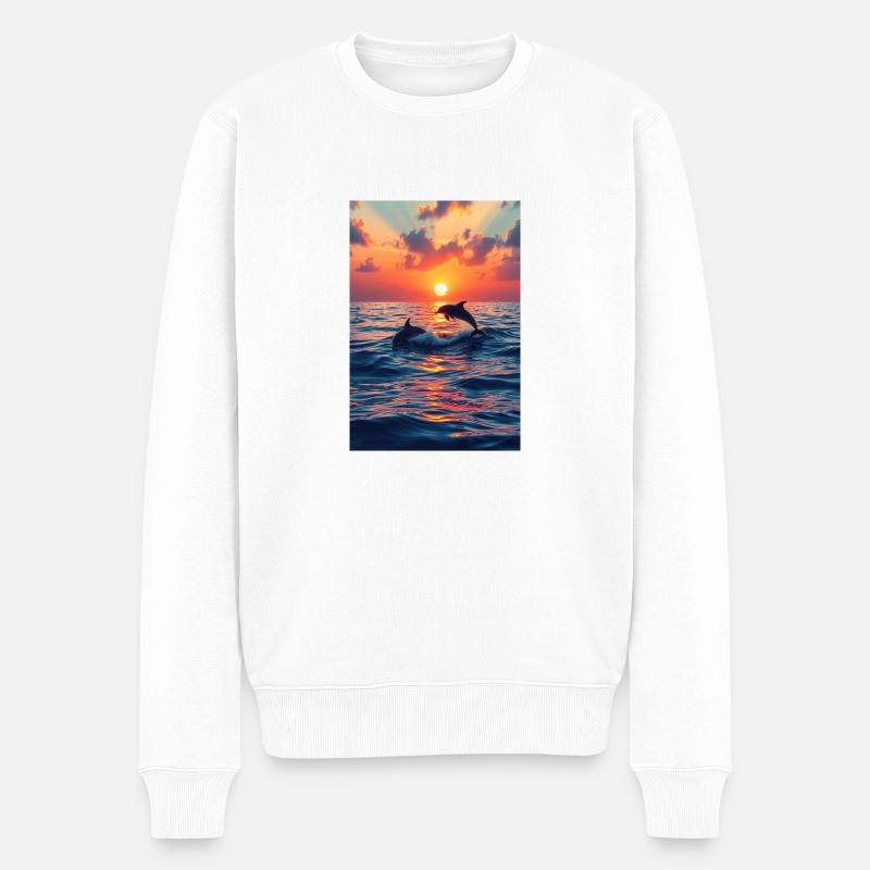 Delfin Flair - Männer Premium Bio Pullover - Weiß