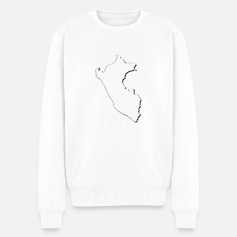 Carte du Pérou comme contour - Pull Premium bio Homme - blanc