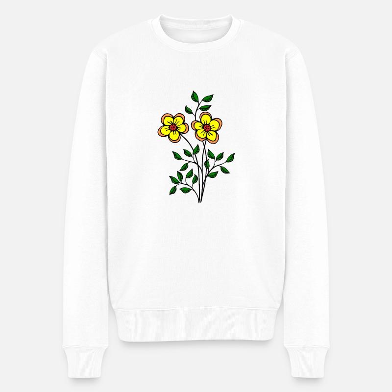 Blumen - Männer Premium Bio Pullover - Weiß
