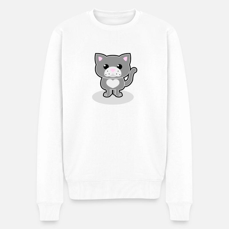 chat doux - Pull Premium bio Homme - blanc