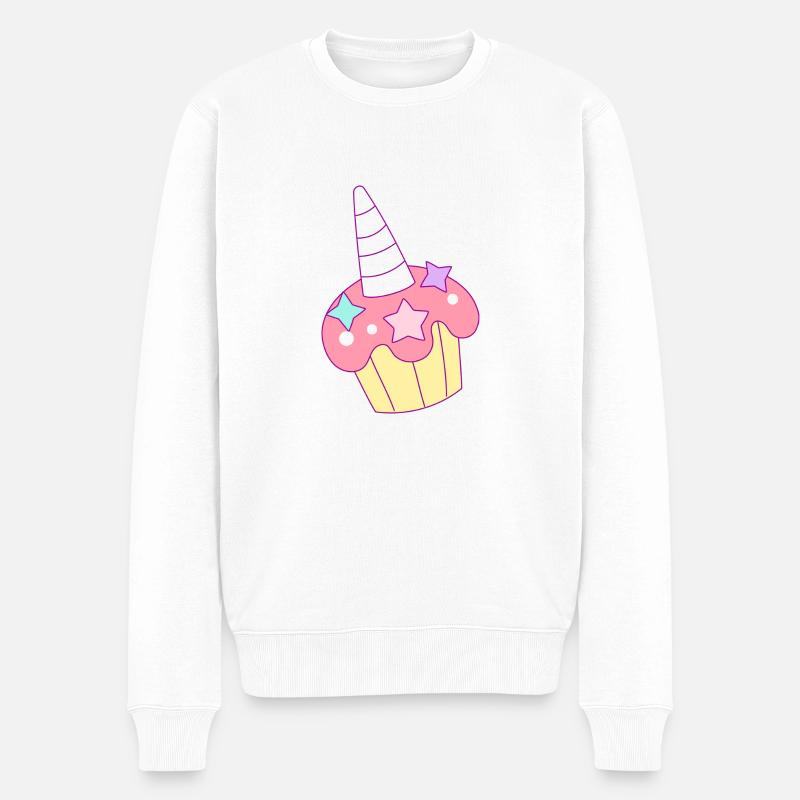 Einhornmuffin - Männer Premium Bio Pullover - Weiß