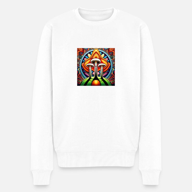Mushroom comic - Männer Premium Bio Pullover - Weiß