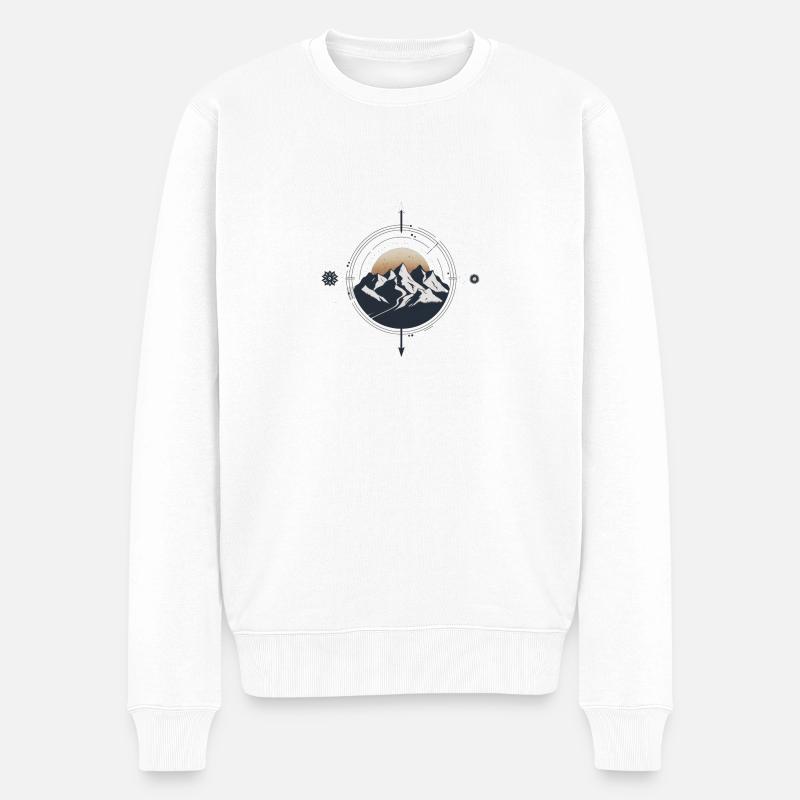 Randonnée à la Boussole de montagne - Pull Premium bio Homme - blanc