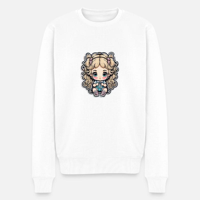 Blonde Puppe - Männer Premium Bio Pullover - Weiß