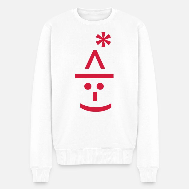 Weihnachts Text Emoticon - Männer Premium Bio Pullover - Weiß