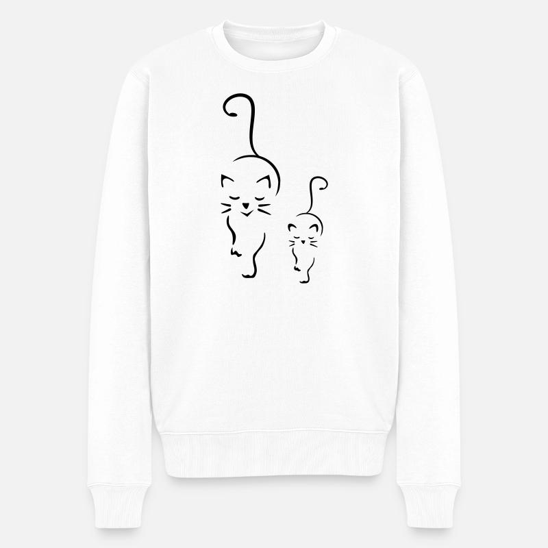 Katzen- & Kätzchen Motiv - Männer Premium Bio Pullover - Weiß
