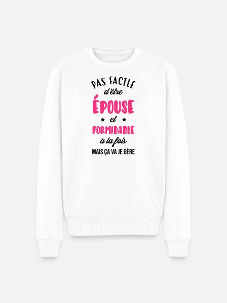 Epouse - Mariée - Mariage - Couple - Amour - Men's Premium Organic Jumper - white
