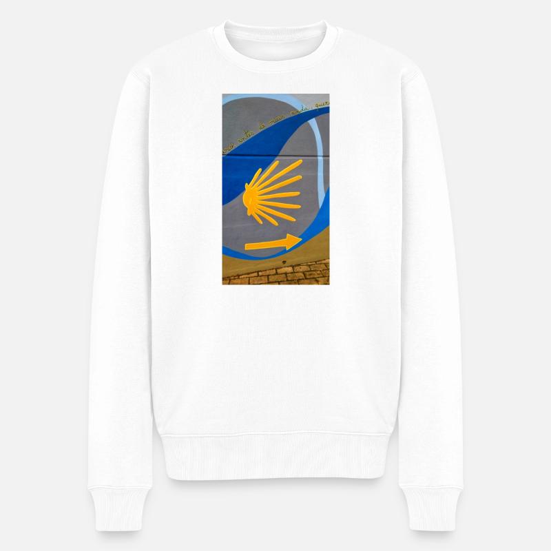 Goldene Strahlen auf urbanem Bogen - Männer Premium Bio Pullover - Weiß