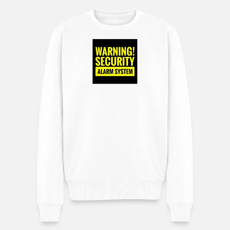 T-Shirt mit gefährlichem Sicherheitshinweis - Männer Premium Bio Pullover - Weiß