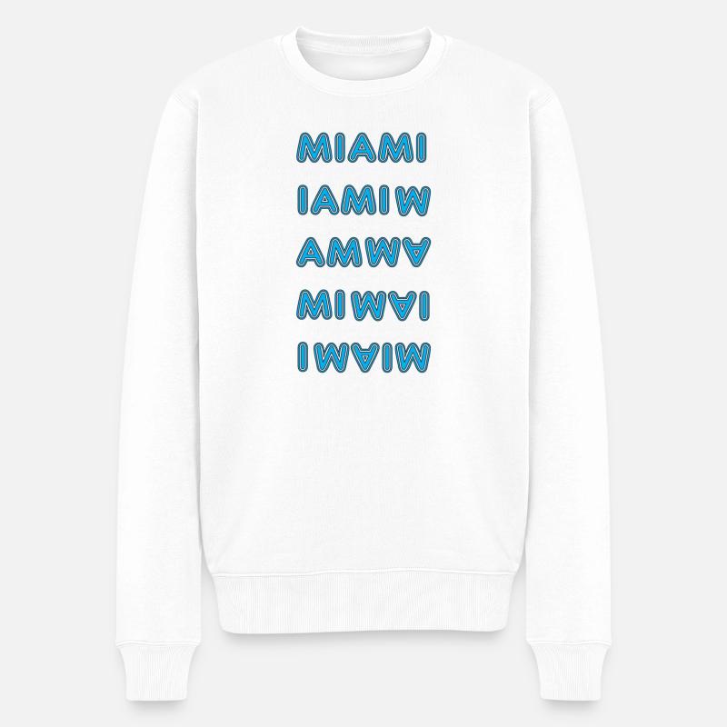 Miami Blau - Männer Premium Bio Pullover - Weiß