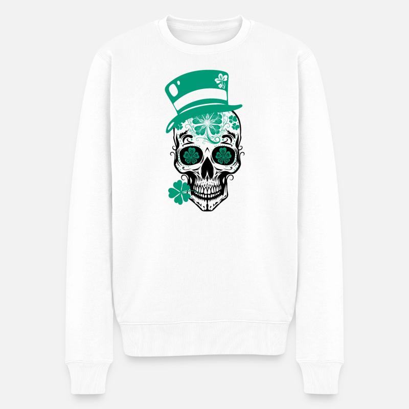 Crâne de sucre Saint-Patrick - Pull Premium bio Homme - blanc
