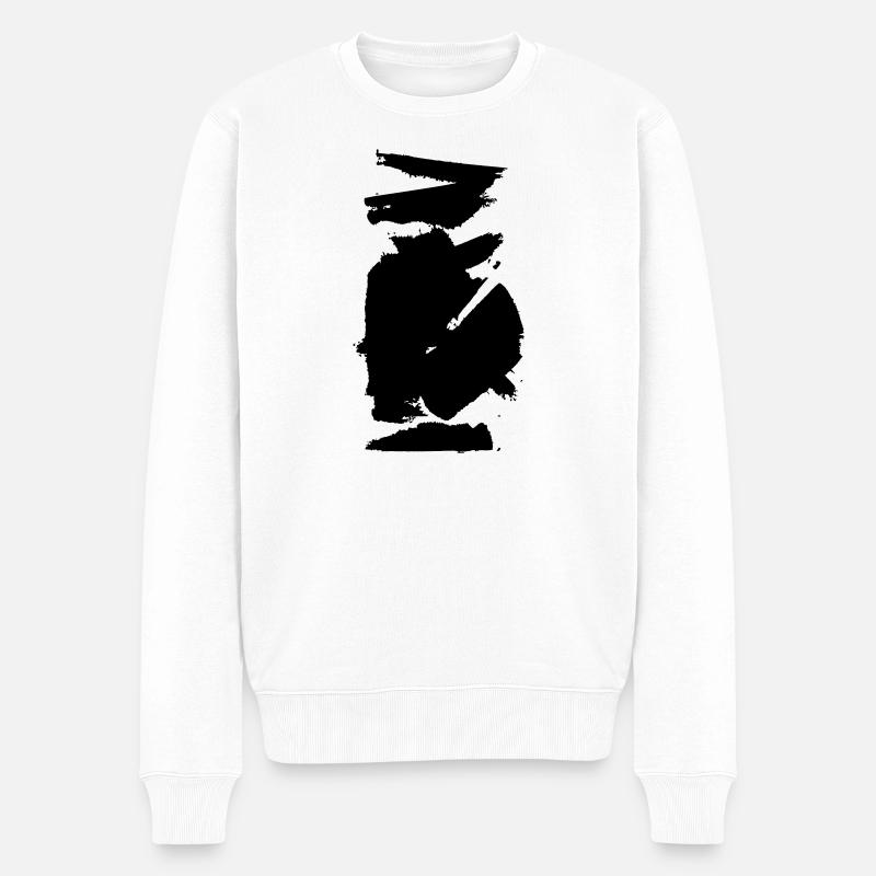 Farbwischer Klecks - Männer Premium Bio Pullover - Weiß