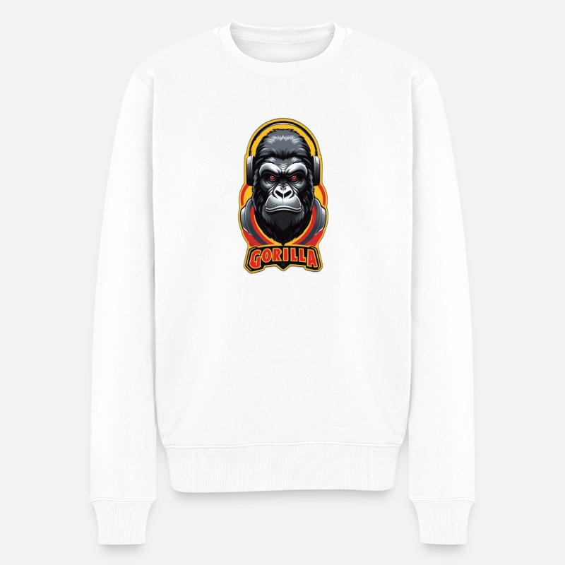 Gorilla - Männer Premium Bio Pullover - Weiß
