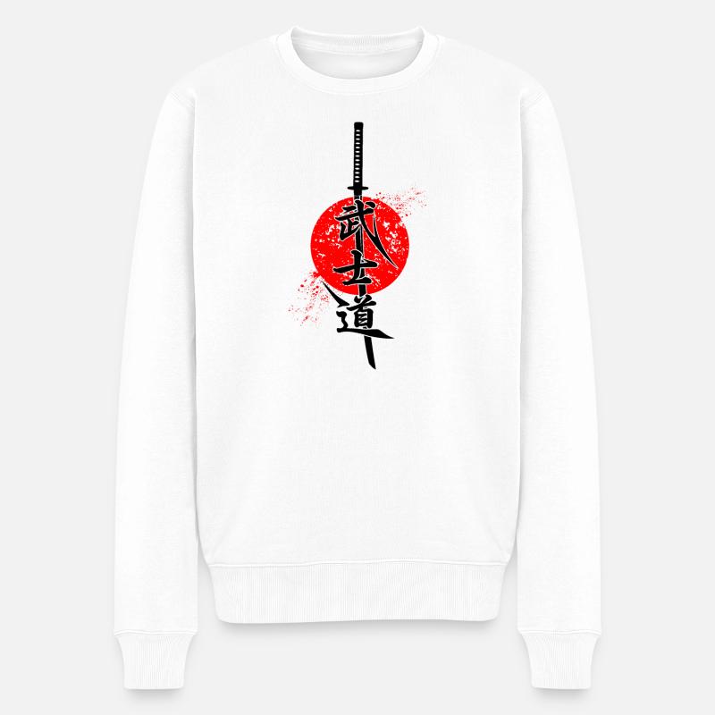 Bushido Kanji Kalligraphie - Männer Premium Bio Pullover - Weiß