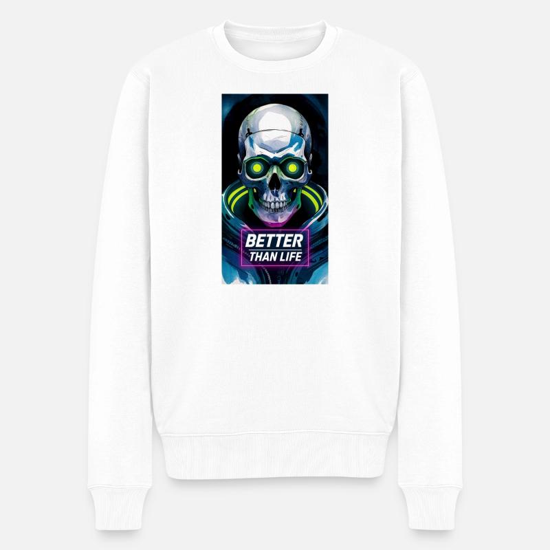 Schädel - Männer Premium Bio Pullover - Weiß
