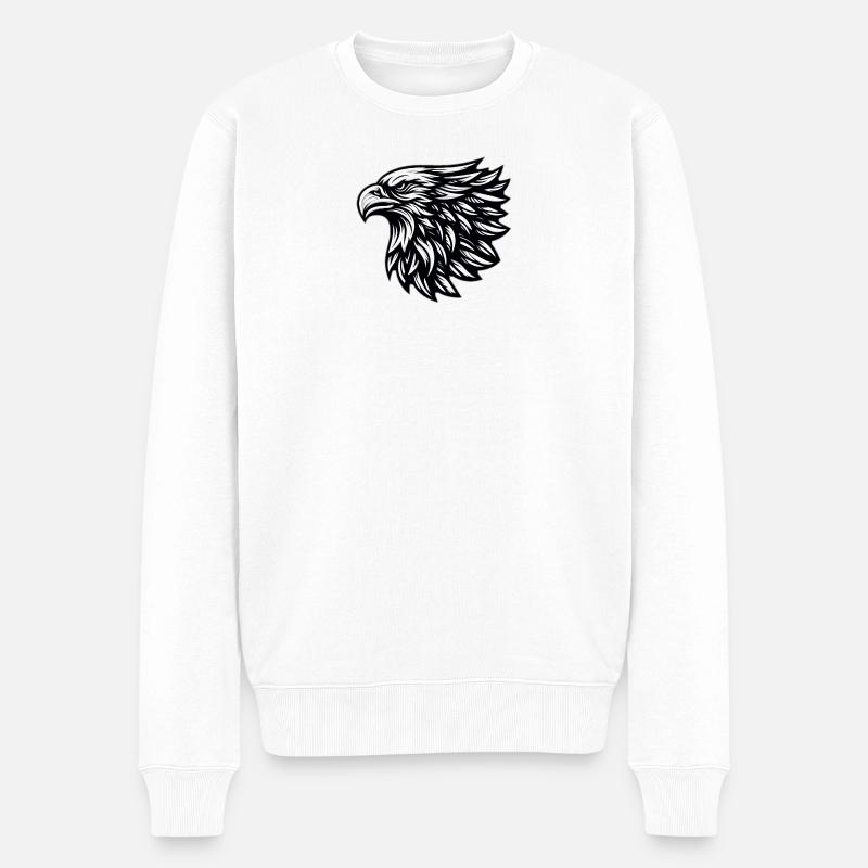 Tête d’aigle Noir Blanc - Pull Premium bio Homme - blanc
