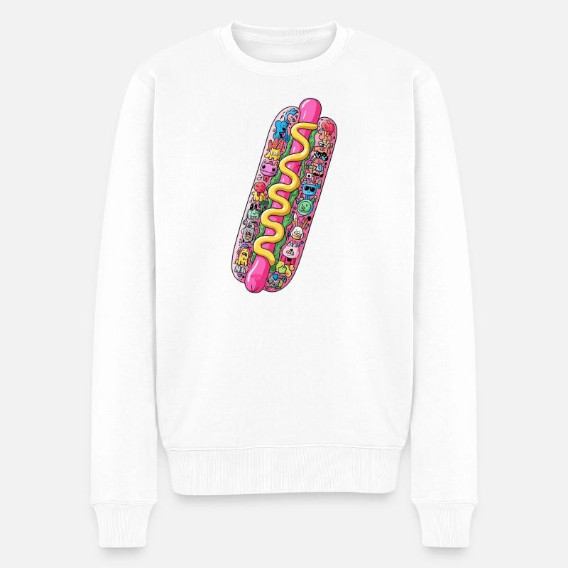 A happy hot dog - Männer Premium Bio Pullover - Weiß
