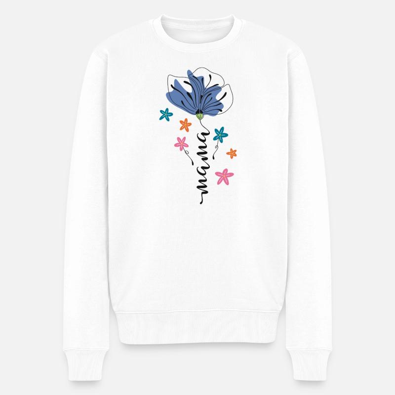 Maman – Conception 🌸💙 de fleurs - Pull Premium bio Homme - blanc