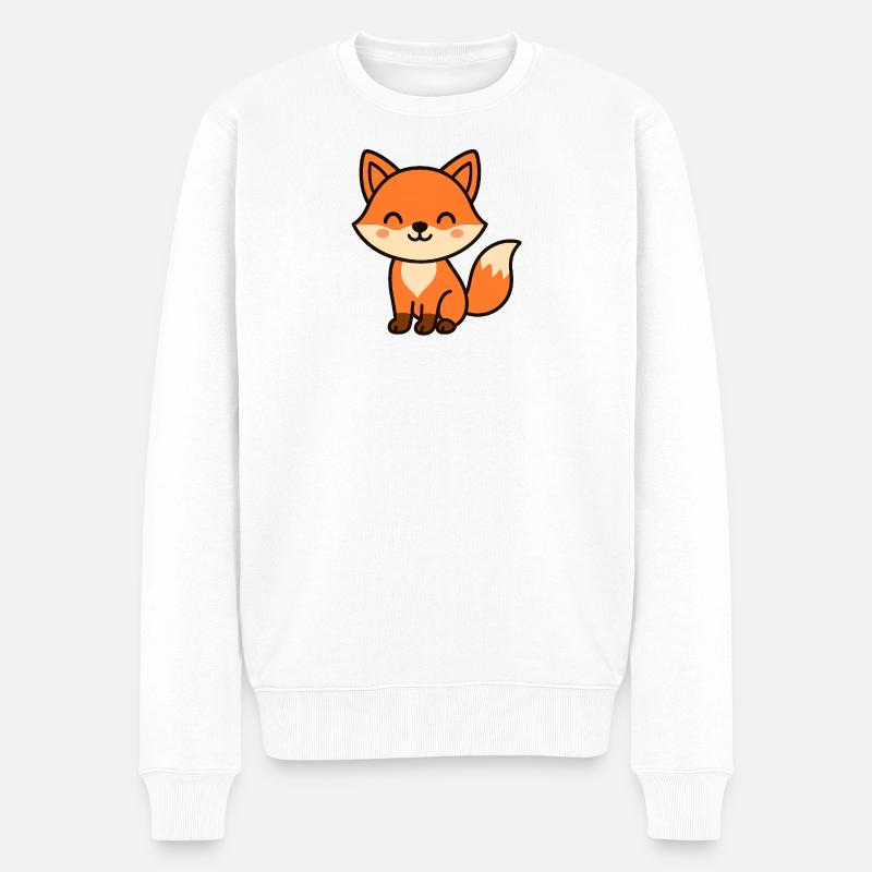 Niedlicher Fuchs Cartoon Motiv - Männer Premium Bio Pullover - Weiß