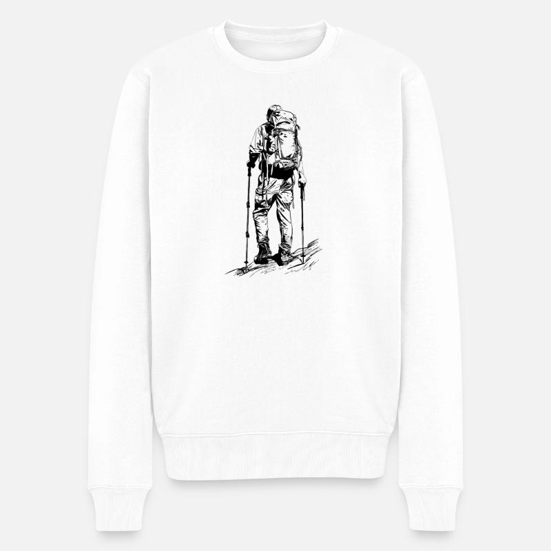 Wanderer Wandern Wanderdesign - Männer Premium Bio Pullover - Weiß