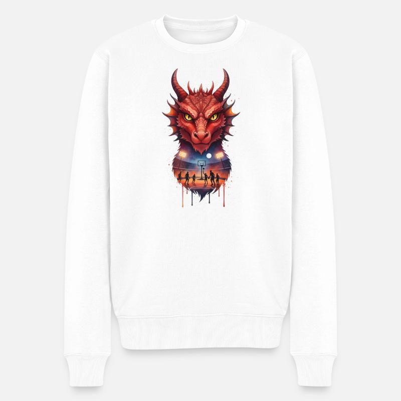 Basketball Drache - Männer Premium Bio Pullover - Weiß