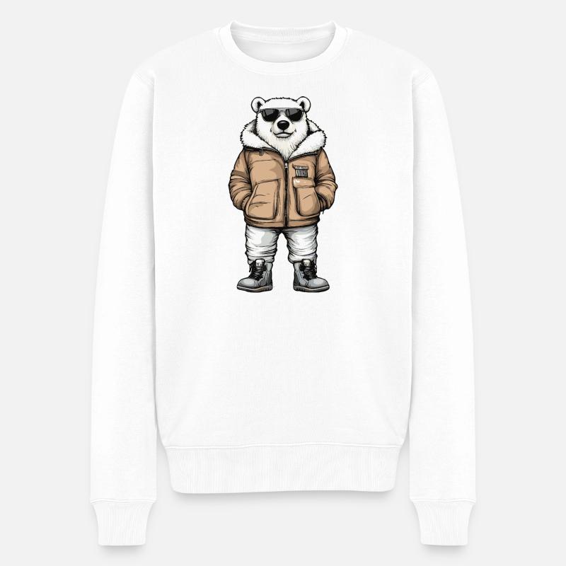 Eisbär Cool Winter - Männer Premium Bio Pullover - Weiß