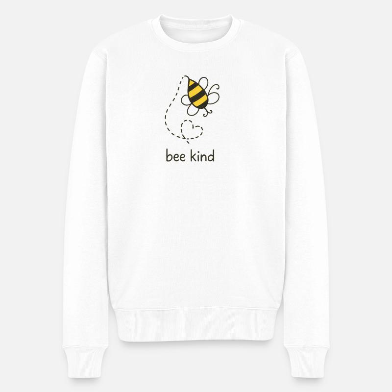 Be Kind Biene Illustration - Männer Premium Bio Pullover - Weiß