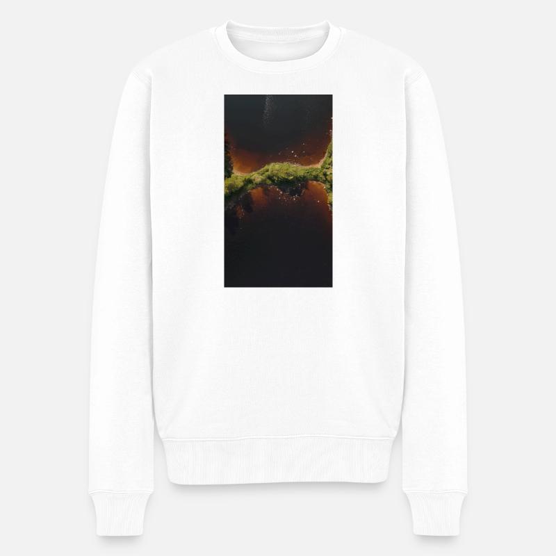 Luftbild Flusskorridor Inselgrün - Männer Premium Bio Pullover - Weiß