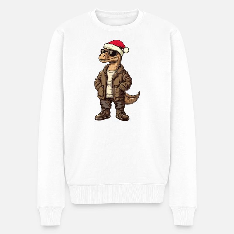 Dinosaurier brontosaurus Weihnachten Winter - Männer Premium Bio Pullover - Weiß