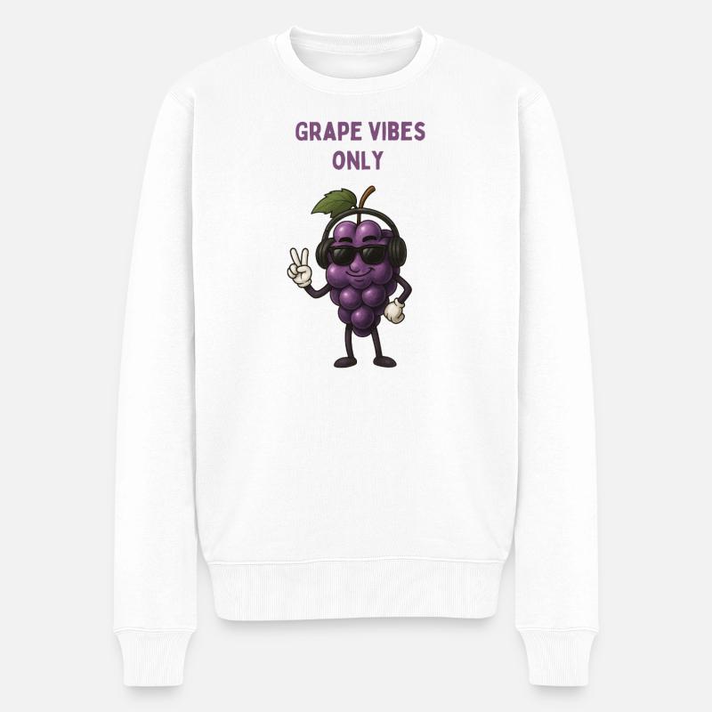 Trauben Vibes Only – Musik-Grape - Männer Premium Bio Pullover - Weiß