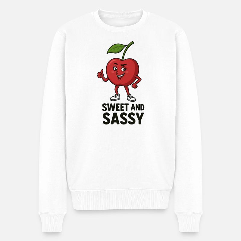 Kirsche Sweet and Sassy - Männer Premium Bio Pullover - Weiß