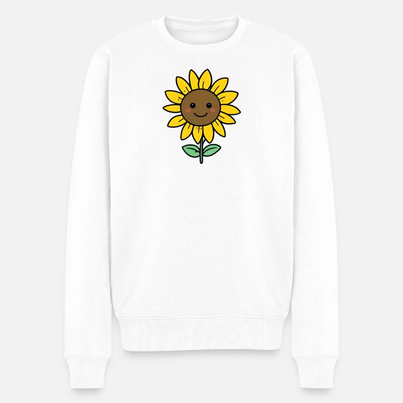 Fröhliche Sonnenblume Cartoon - Männer Premium Bio Pullover - Weiß