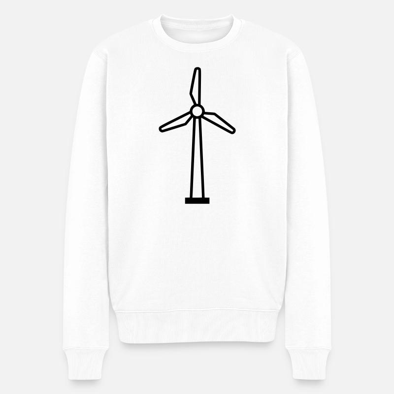 Windrad Turbine Energie - Männer Premium Bio Pullover - Weiß
