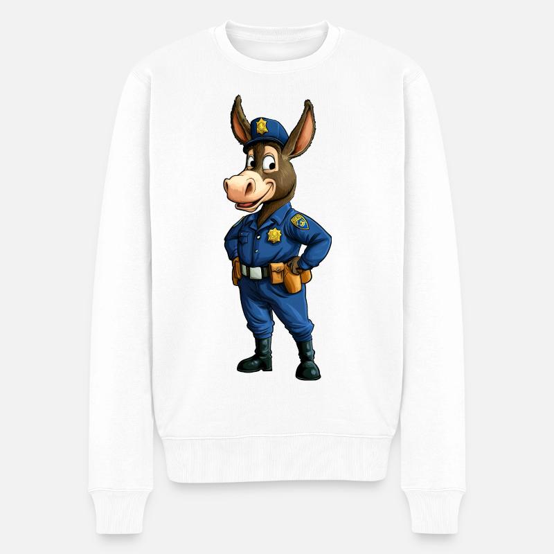 Policier Âne / Mulet Policier - Pull Premium bio Homme - blanc