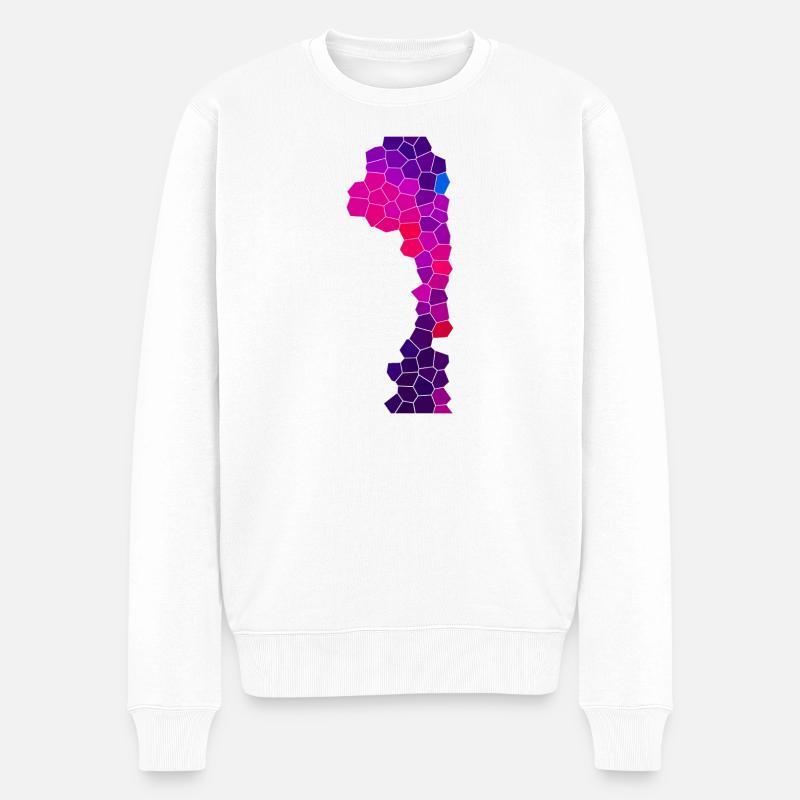 Cyber Purple Flow - Männer Premium Bio Pullover - Weiß
