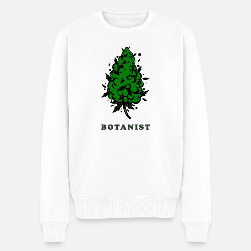 Botaniker. Bud Silhouette - Männer Premium Bio Pullover - Weiß
