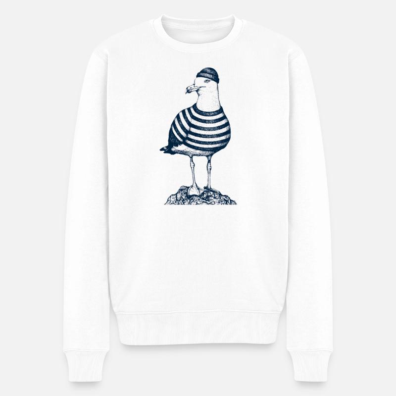 Möwe mit Pulli - Männer Premium Bio Pullover - Weiß