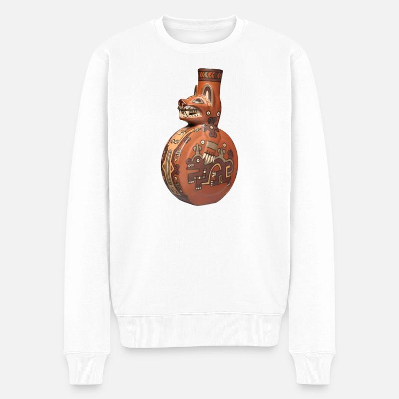 Flaschenkatze - Männer Premium Bio Pullover - Weiß