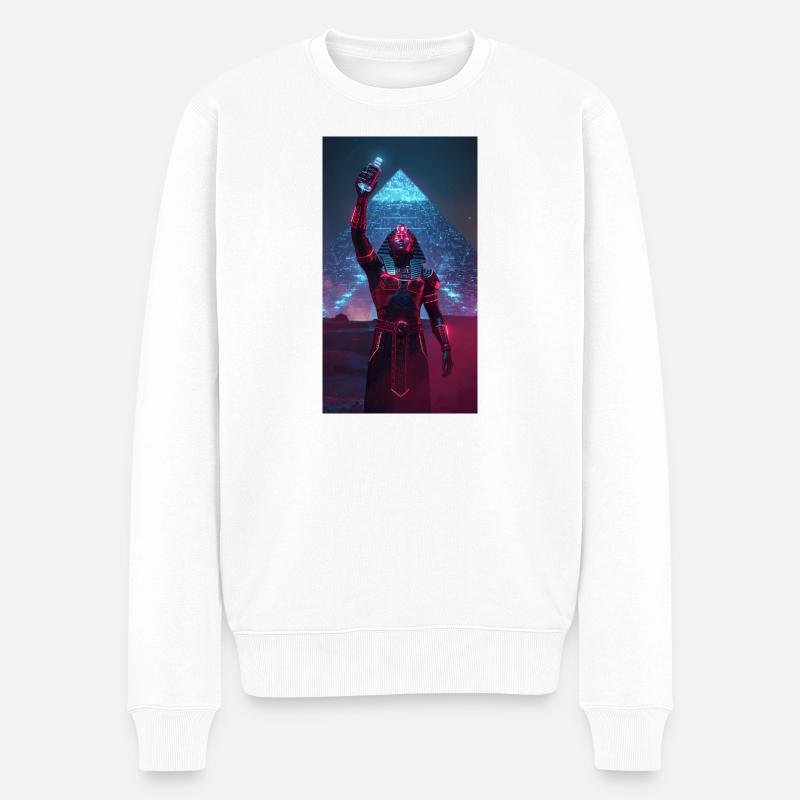 Pharaon en lumière néon - Pull Premium bio Homme - blanc