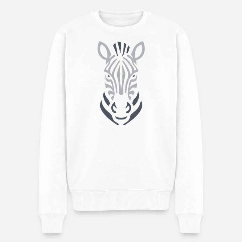 Zebra Silhouette Linienkunst - Männer Premium Bio Pullover - Weiß