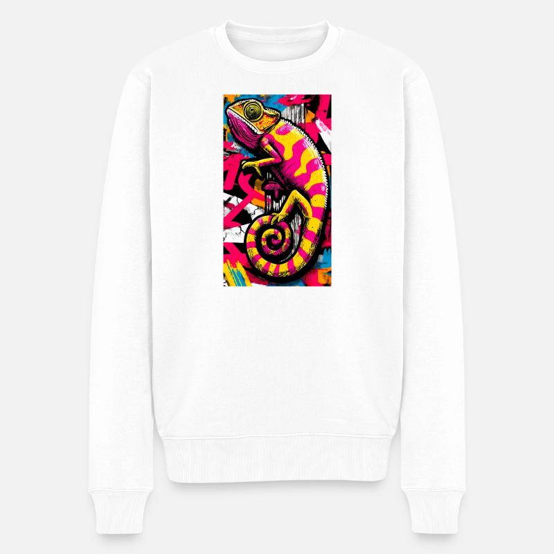 Chamäleon - Männer Premium Bio Pullover - Weiß