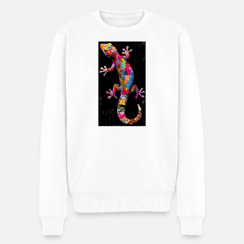Gecko - Männer Premium Bio Pullover - Weiß