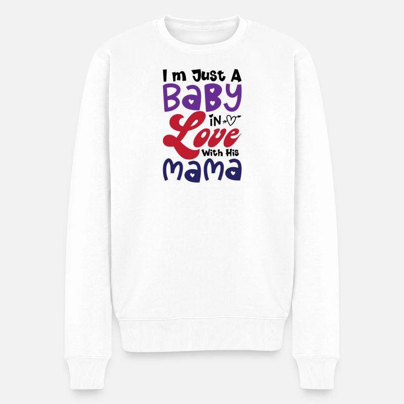 Baby Love Mama Typografie - Männer Premium Bio Pullover - Weiß