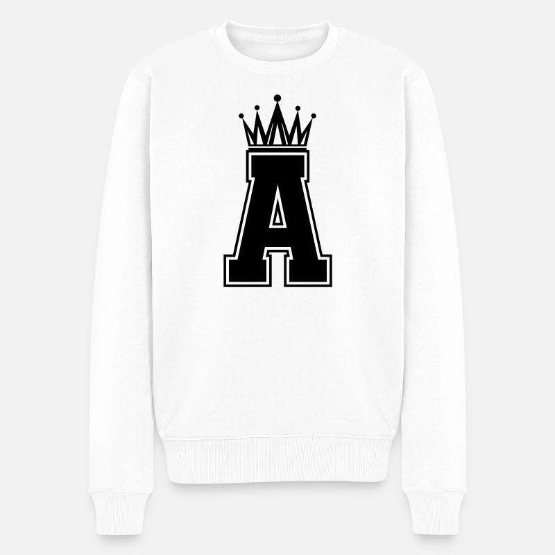 A_Buchstabe_krone - Pull Premium bio Homme - blanc
