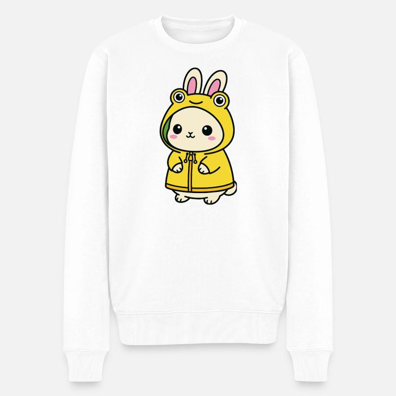 Lapin Kawaii en imperméable - Pull Premium bio Homme - blanc