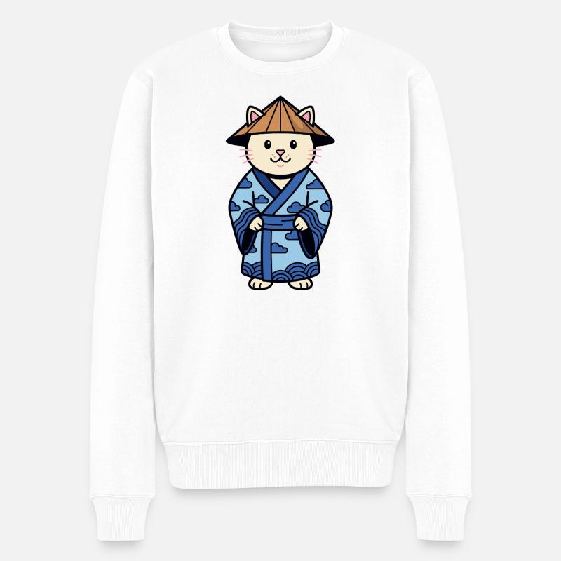China-Katze süß - Männer Premium Bio Pullover - Weiß