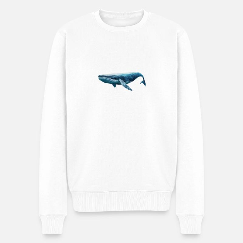 Blauwal - Männer Premium Bio Pullover - Weiß